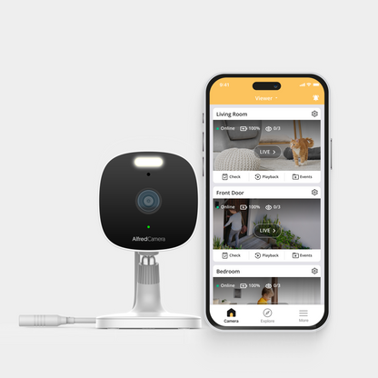 AlfredCam Plus 2 – Indoor/Outdoor Security Camera with Spotlight + Free 64GB microSD Card
