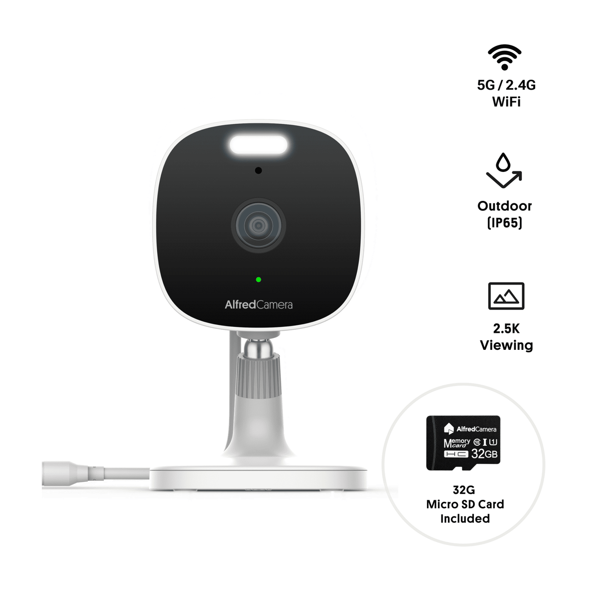 AlfredCam Plus 2 – Indoor/Outdoor Security Camera with Spotlight + Free 32GB microSD Card
