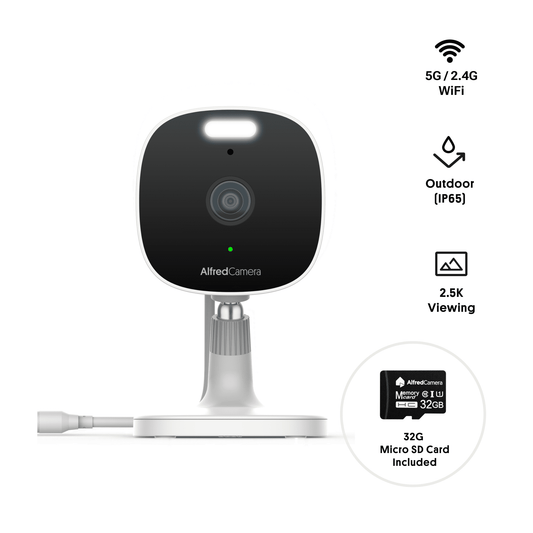 AlfredCam Plus 2 – Indoor/Outdoor Security Camera with Spotlight + Free 32GB microSD Card